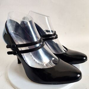 Bcbgirls Mary Janes Heels Size 8 Patent Leather Black Double Straps Pumps Dressy